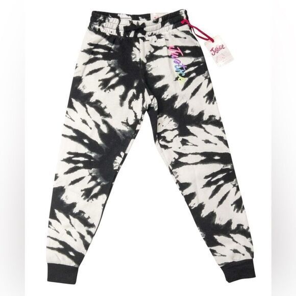 NWT Justice Girls Black Tie Dye Joggers Sweatpants - Size Large - Picture 1 of 5